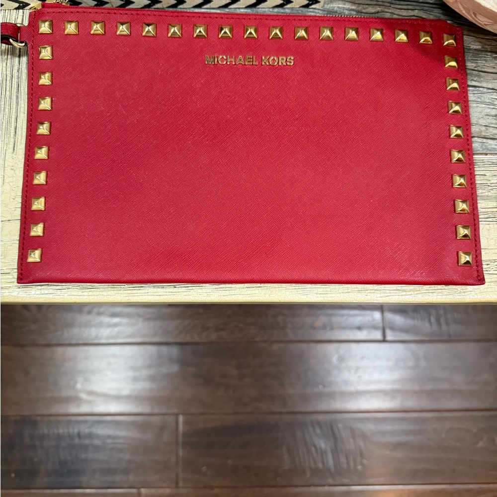 Michael Kors Red Studded Clutch